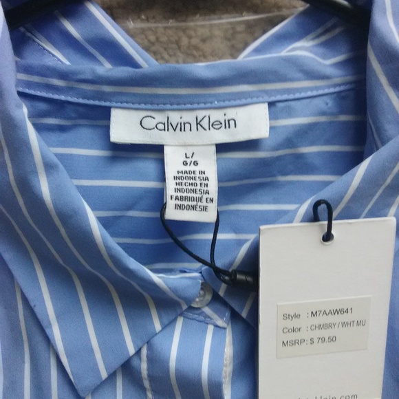 3 for $20: Calvin Klein Striped Blouse-Size L - Picture 7 of 9